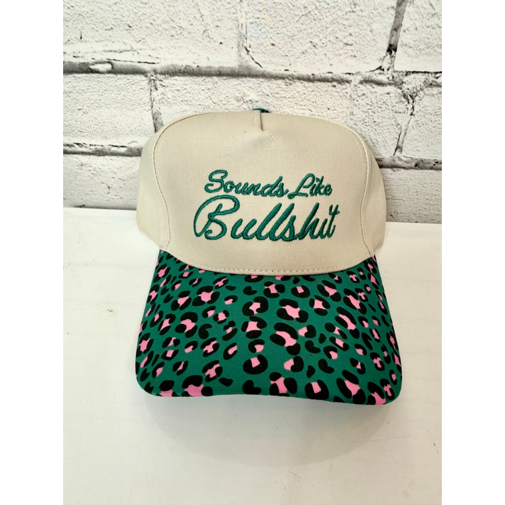 Women's Unbranded Beige & Green Leopard Print "Sounds Like Bullshit" Hat